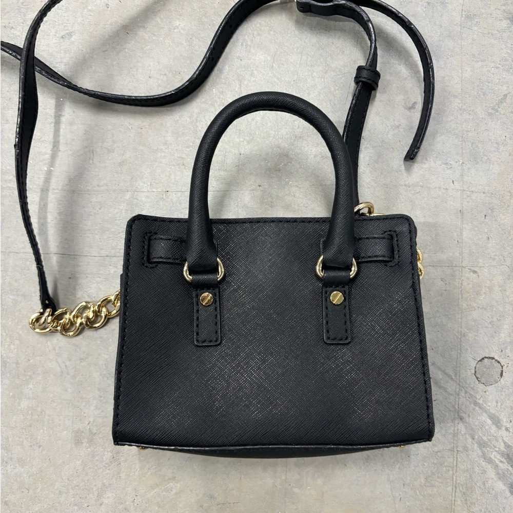 Michael Kors Micro Hamilton Black Leather Crossbody Handbag - Picture 3 of 5